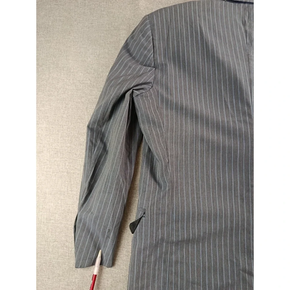 Oxxford Cloth Suit Mens 44 Gray Striped Wool Half Lined Lightweight Pants 36X29